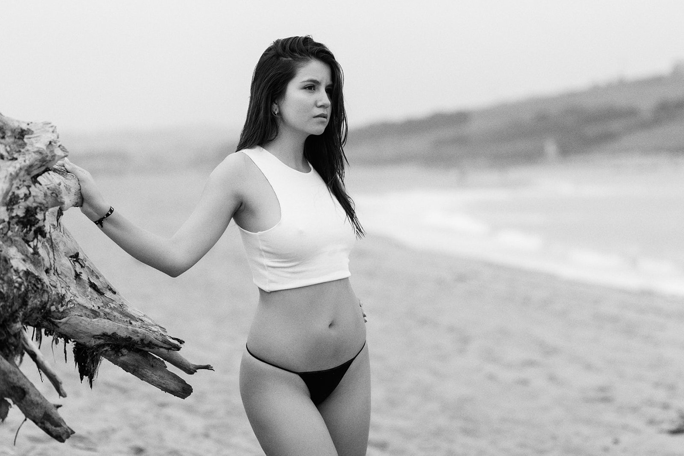 beach beachphotography bikini blackandwhite Cantabria lingerie model outdoors shoting