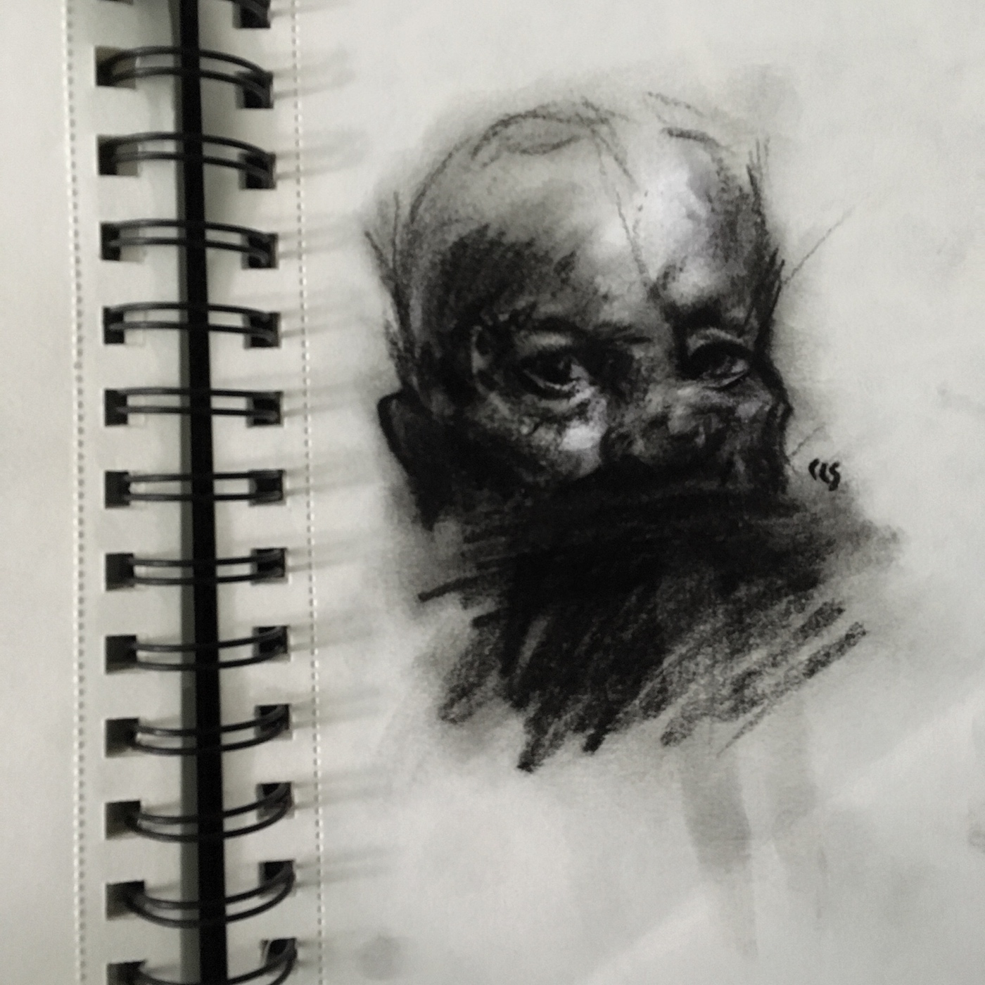 charcoal abstract face portrait