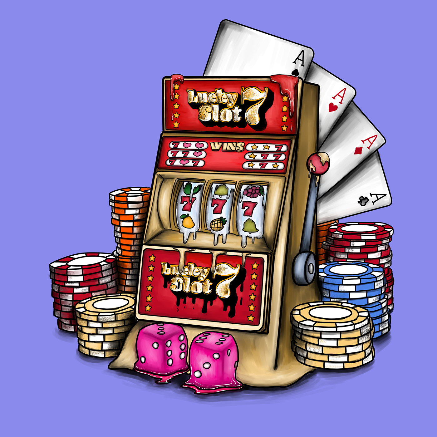 Illustrator illust melting casino slotmachine gambling betting