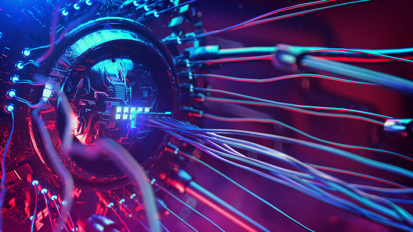 3D animation  c4d octane motion graphics  motion design android Cyborg Wires