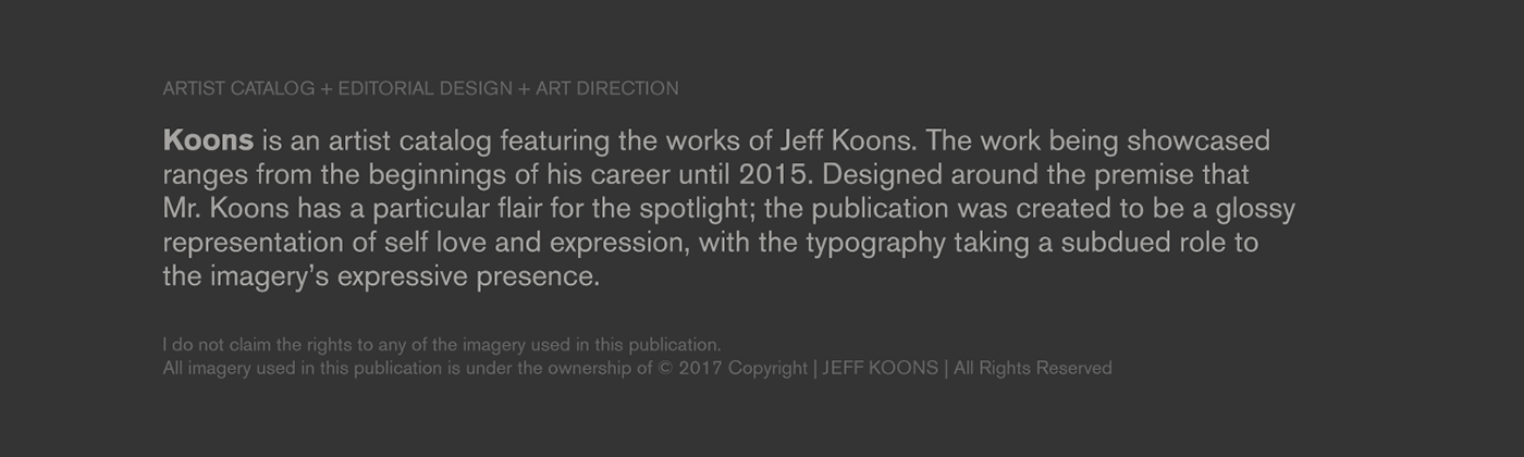 artists catalog Artists catalogue Catalogue catalog publication design magazine grid Transparency opaque Jeff Koons Layout