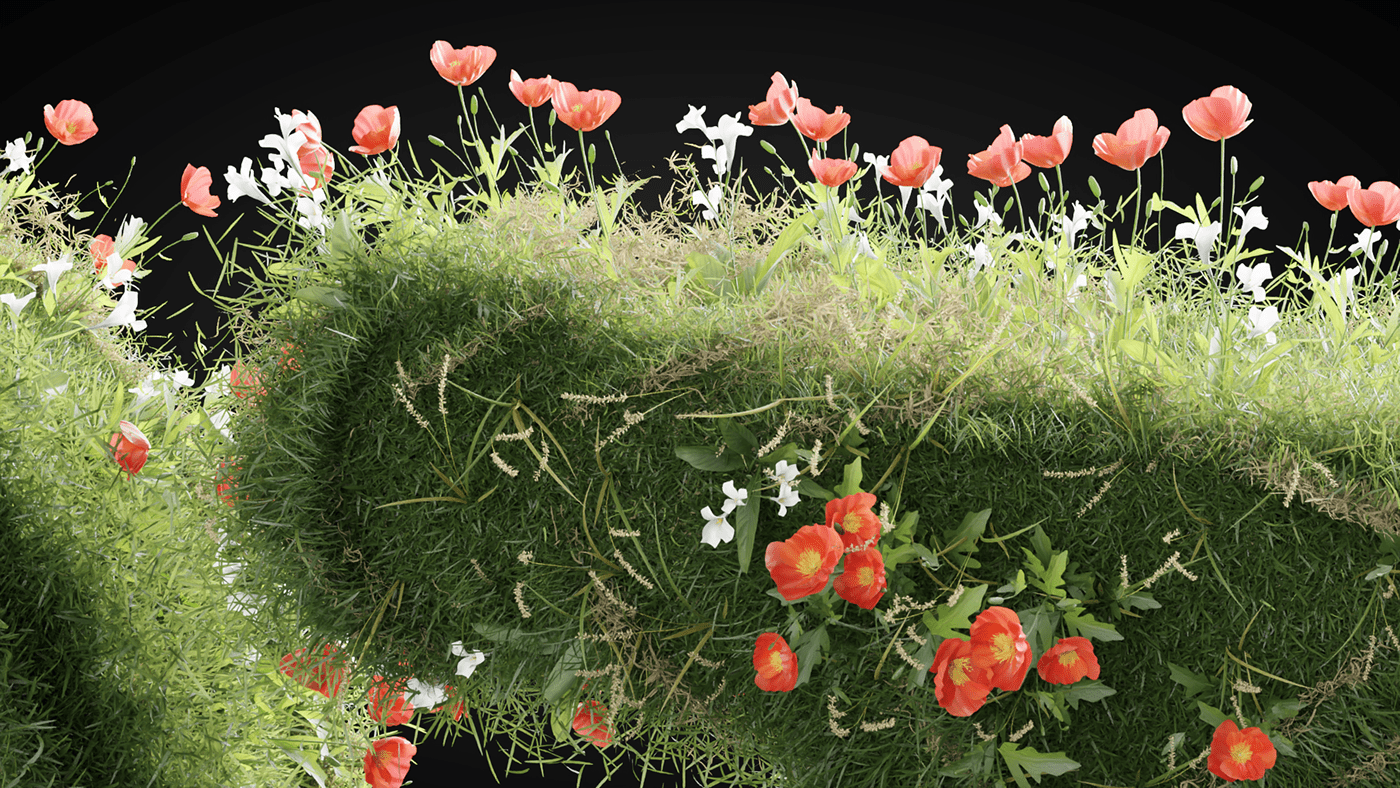 motion graphics  simulation fluid particles Flowers Nature life 3D Render blender