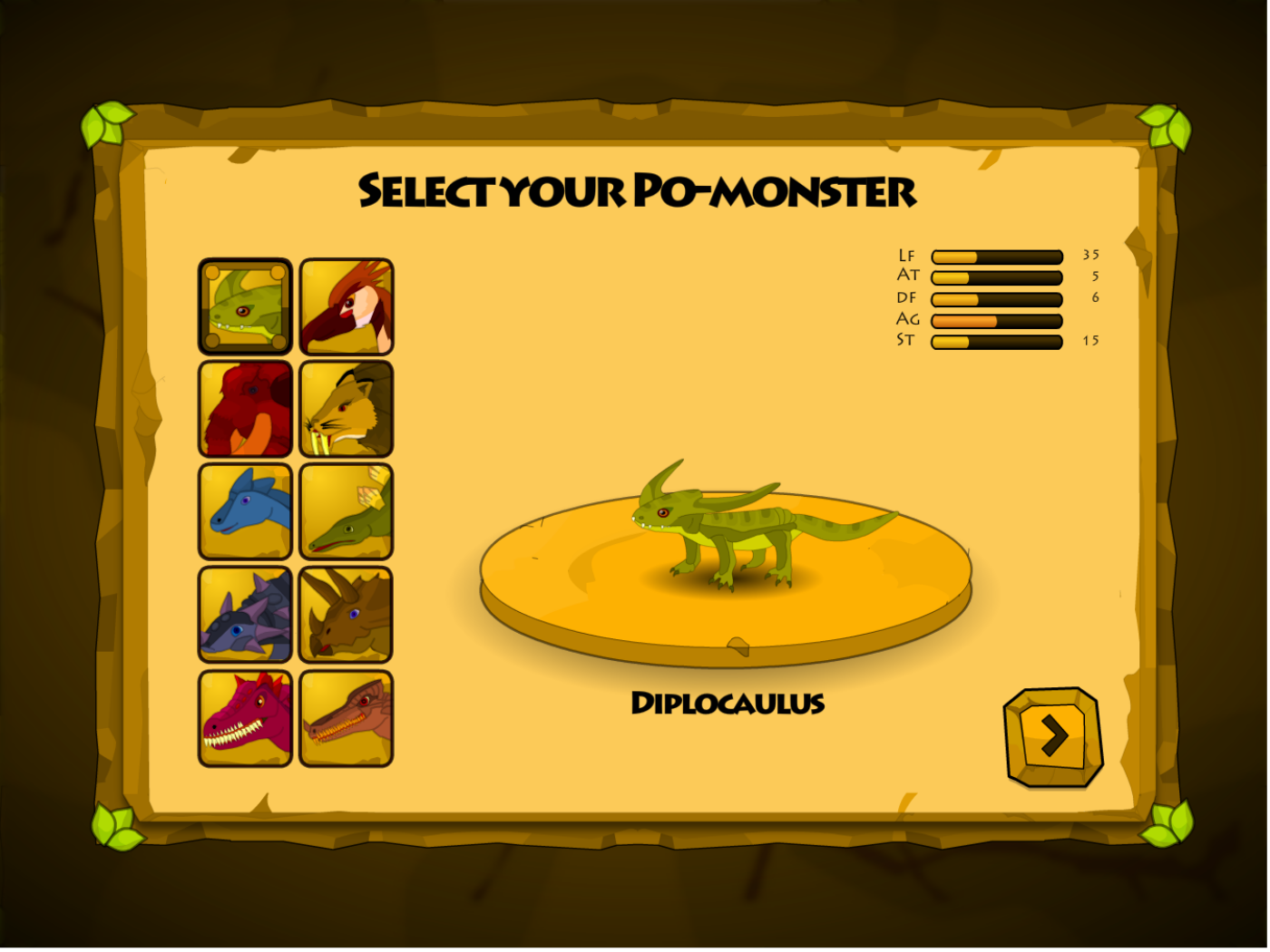 game Character UI monster mobile