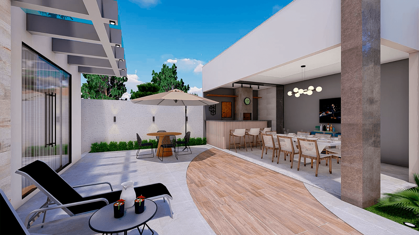 Render 3D exterior visualization residential house modern lumion architecture SketchUP