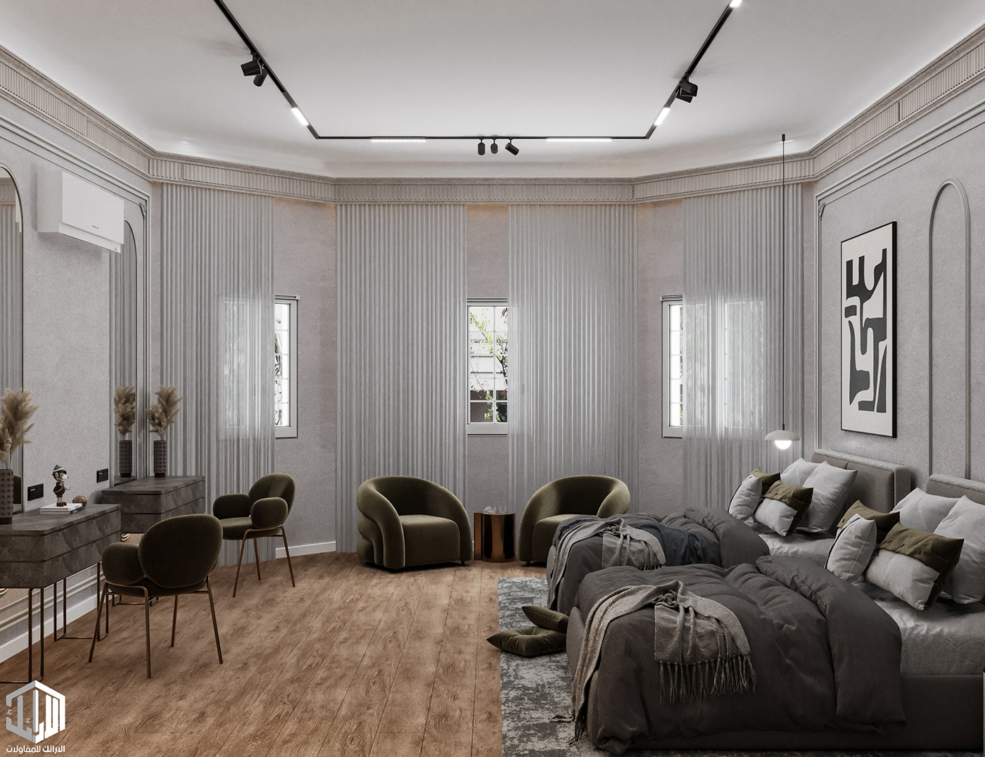 architect bedroom design interior design  interior designer Freelance new classic design 3ds max architecture visualization double bedroom