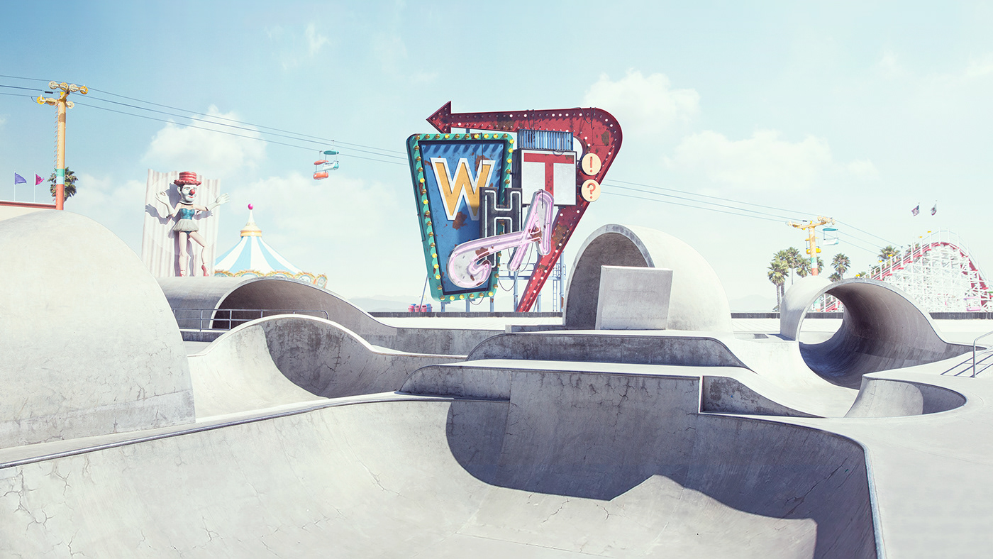 3D Advertising  architecture campaign CGI neon Render skate skatepark skateparks