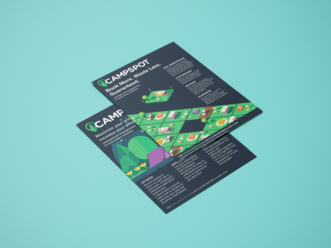 print ad campground campspot marketing   flyer brochure Isometric flat