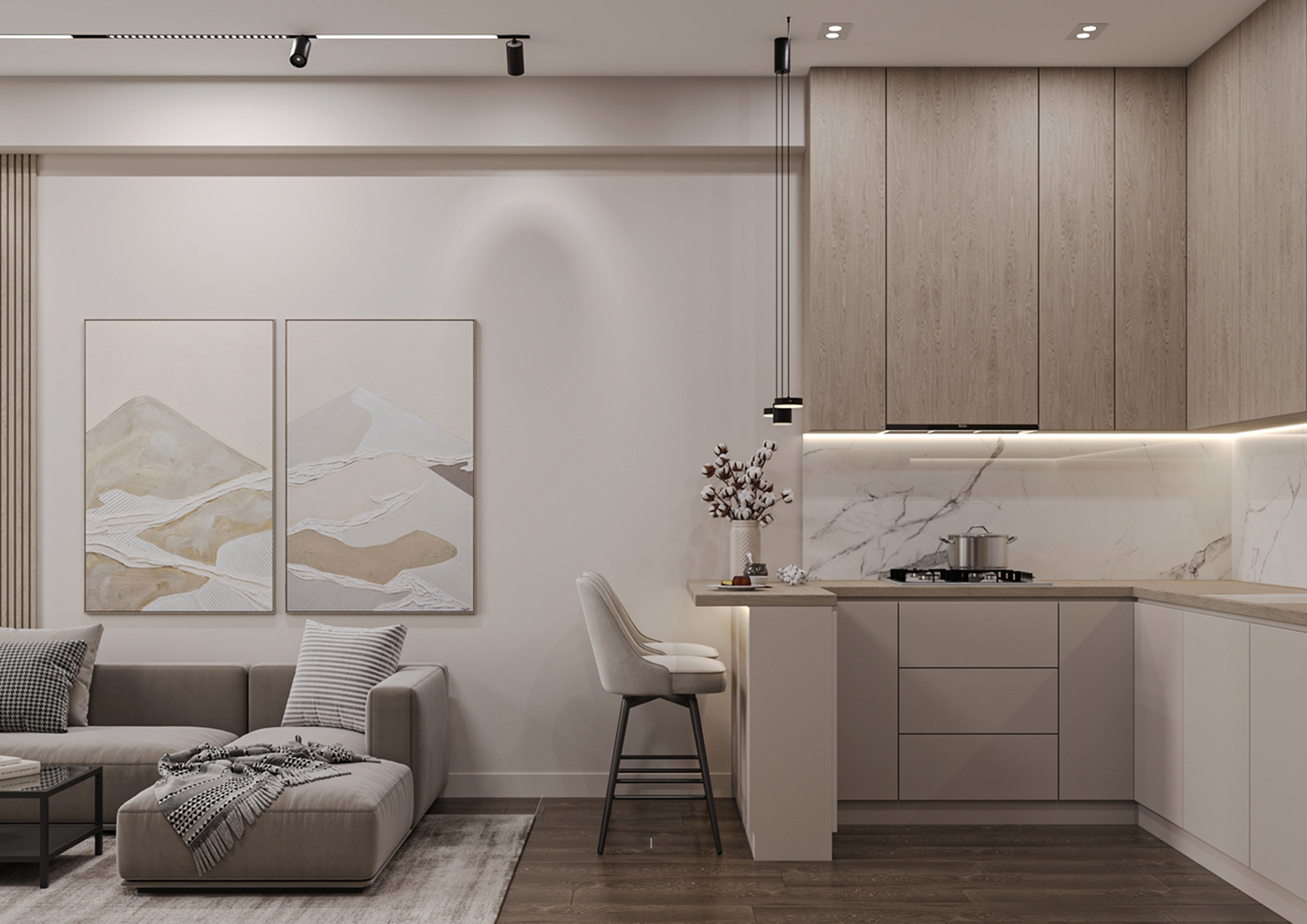 interior design  modern wood furniture visualization living room kitchen bedroom bathroom