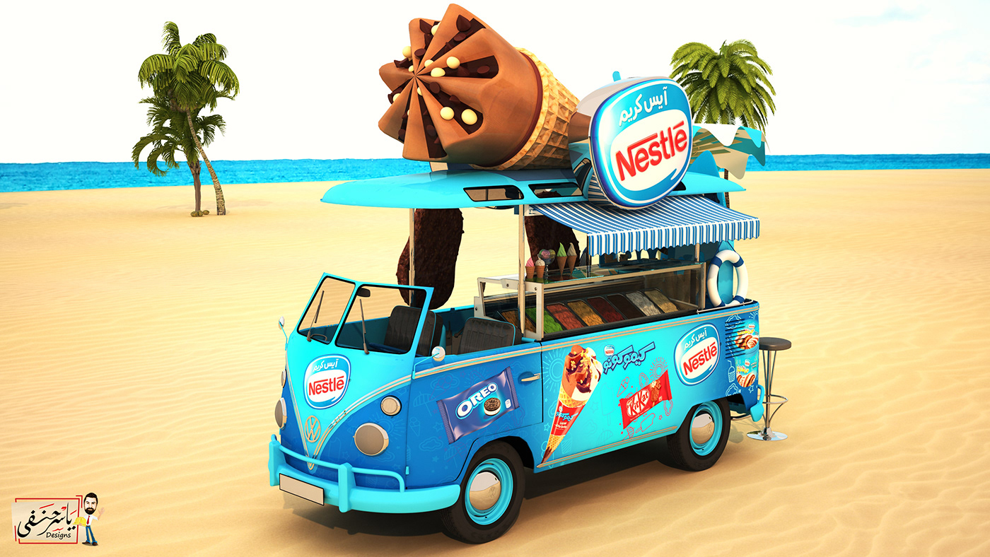 beach Display ice cream Kimo cono nestle Roadshow sa7el Sahel Truck yasser hanafy