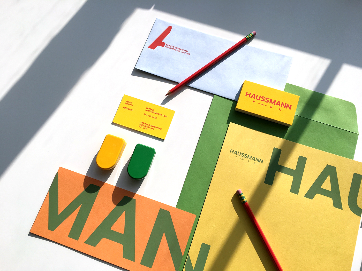 branding  brand typography   haussmann rebranding Montreal laprod colors stationnary identity