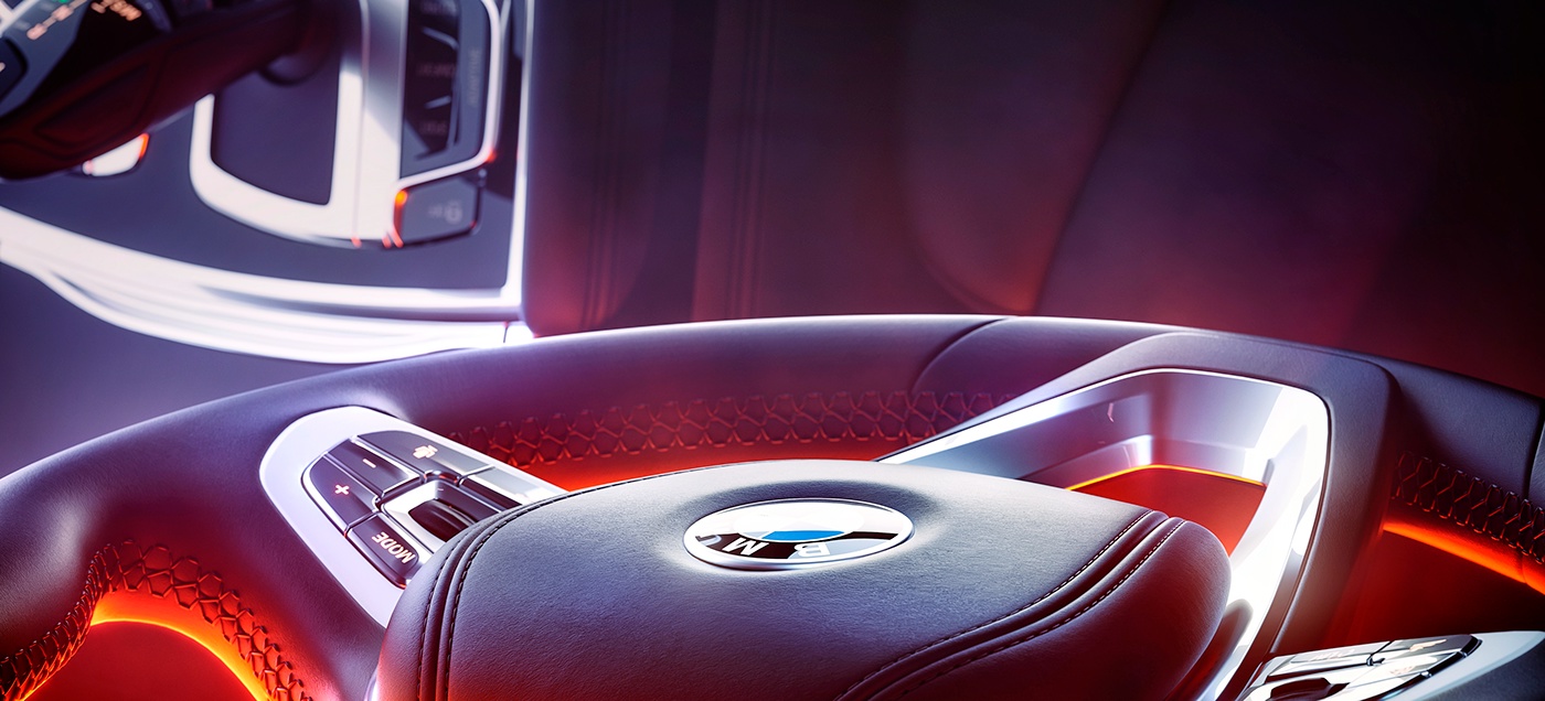 CGI 3D automotive   BMW Render car lightning mood visualization Space 