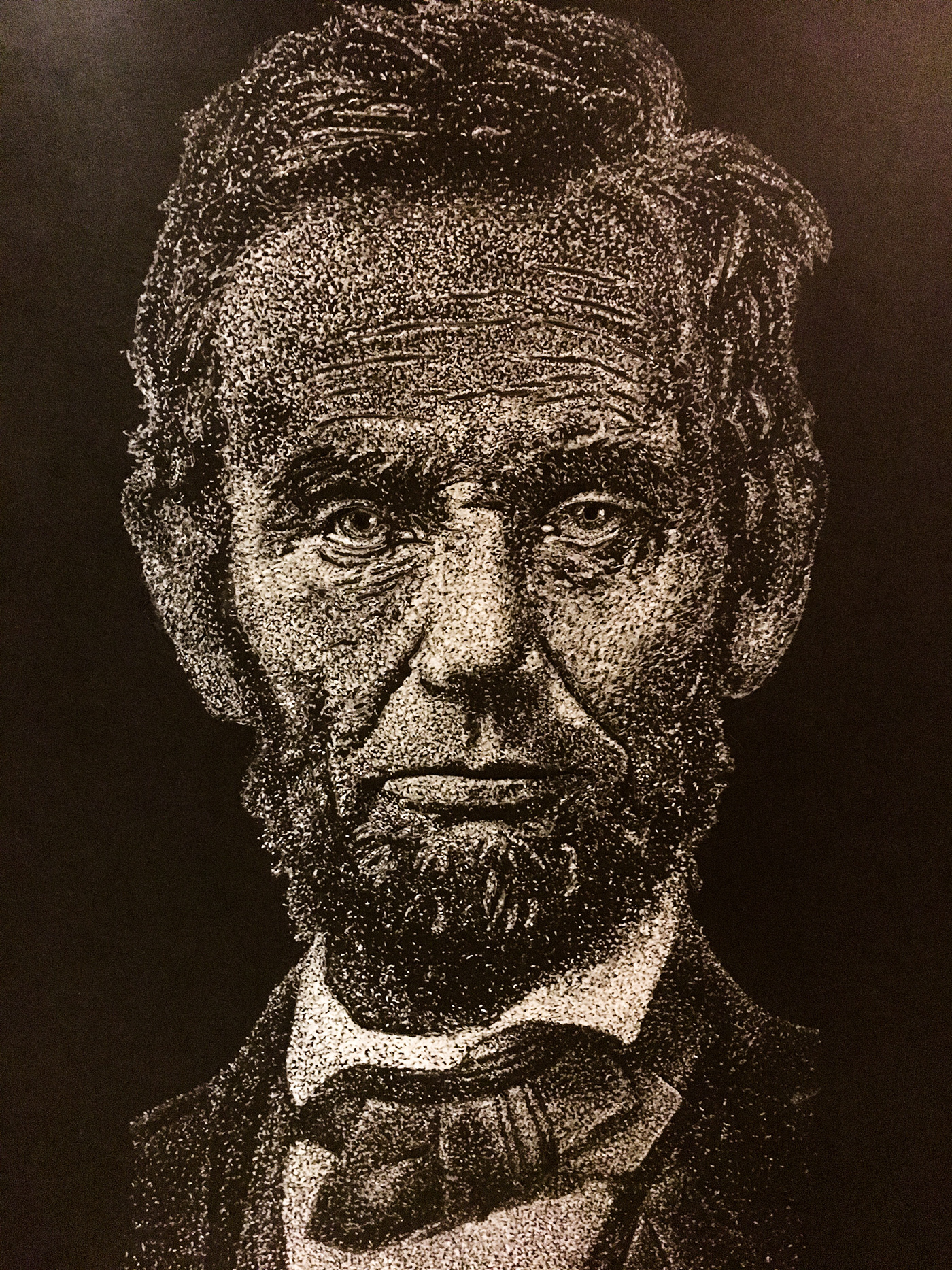 Pointillism prismacolor portrait Abraham Lincoln