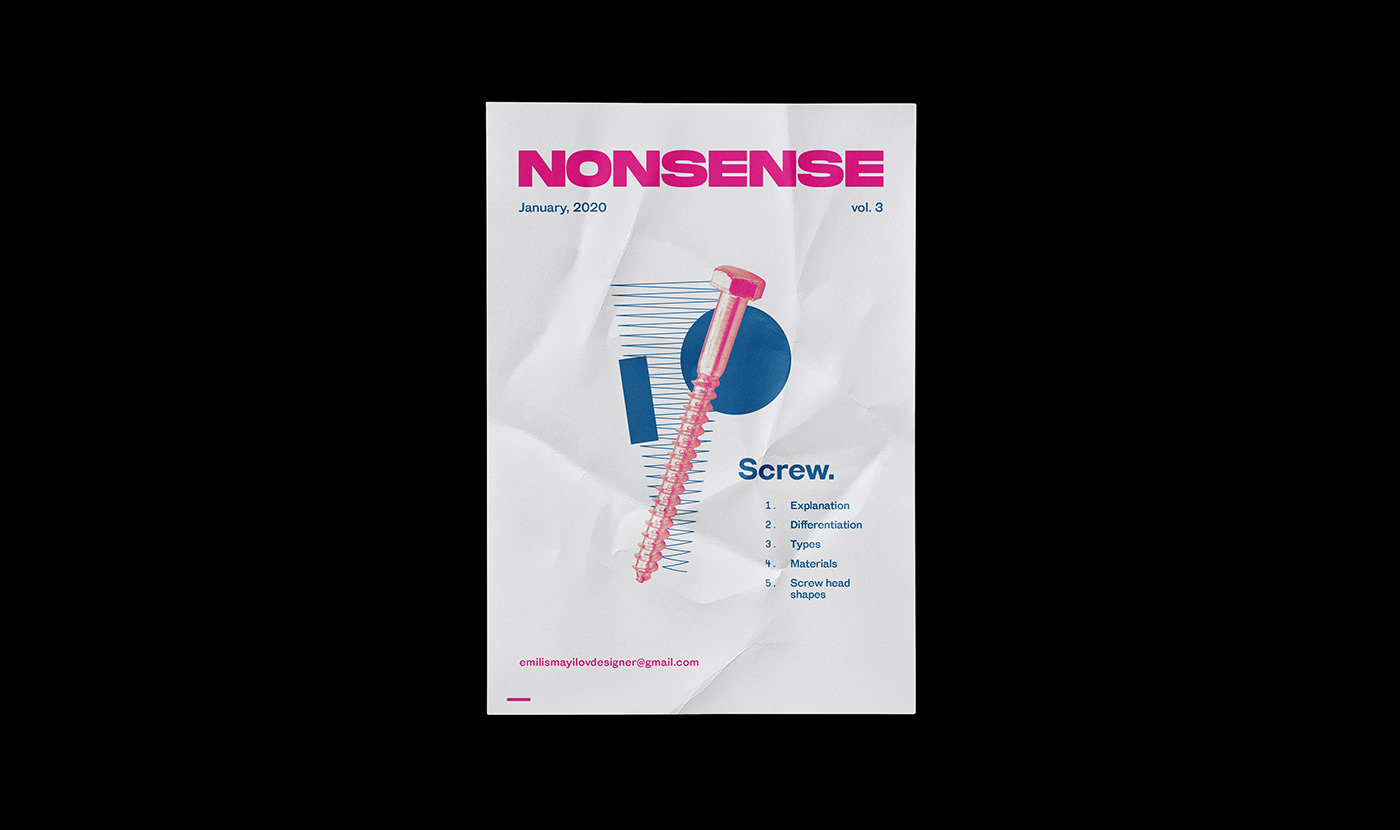Nonsense magazine editorial a4 print graphic Layout photo Mockup color