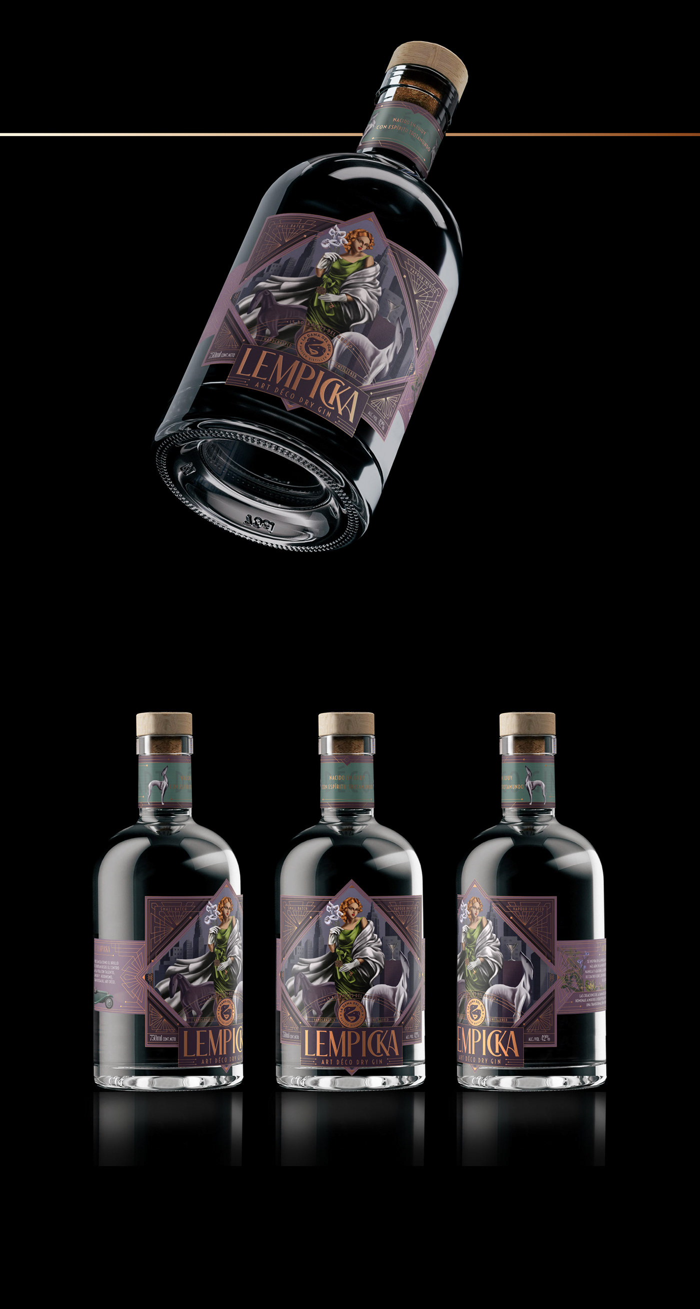 art deco gin Label label design Label gin lempicka package design  Packaging painting   Tamara de Lempicka
