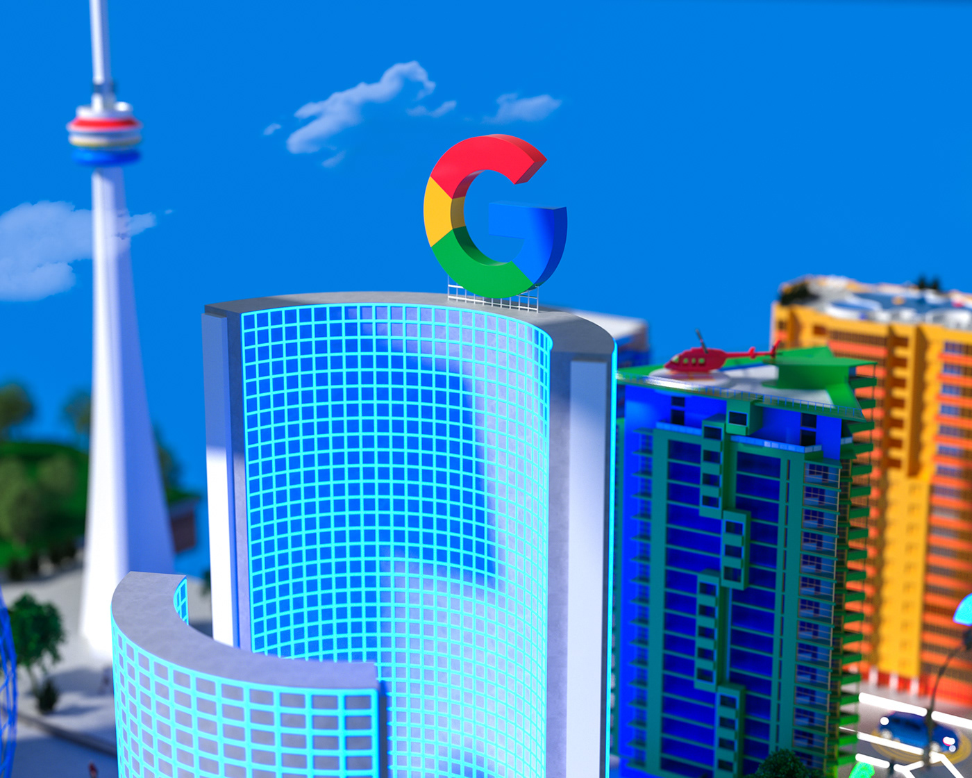 google city 3D CGI Toronto smart city future Technology cinema 4d politico