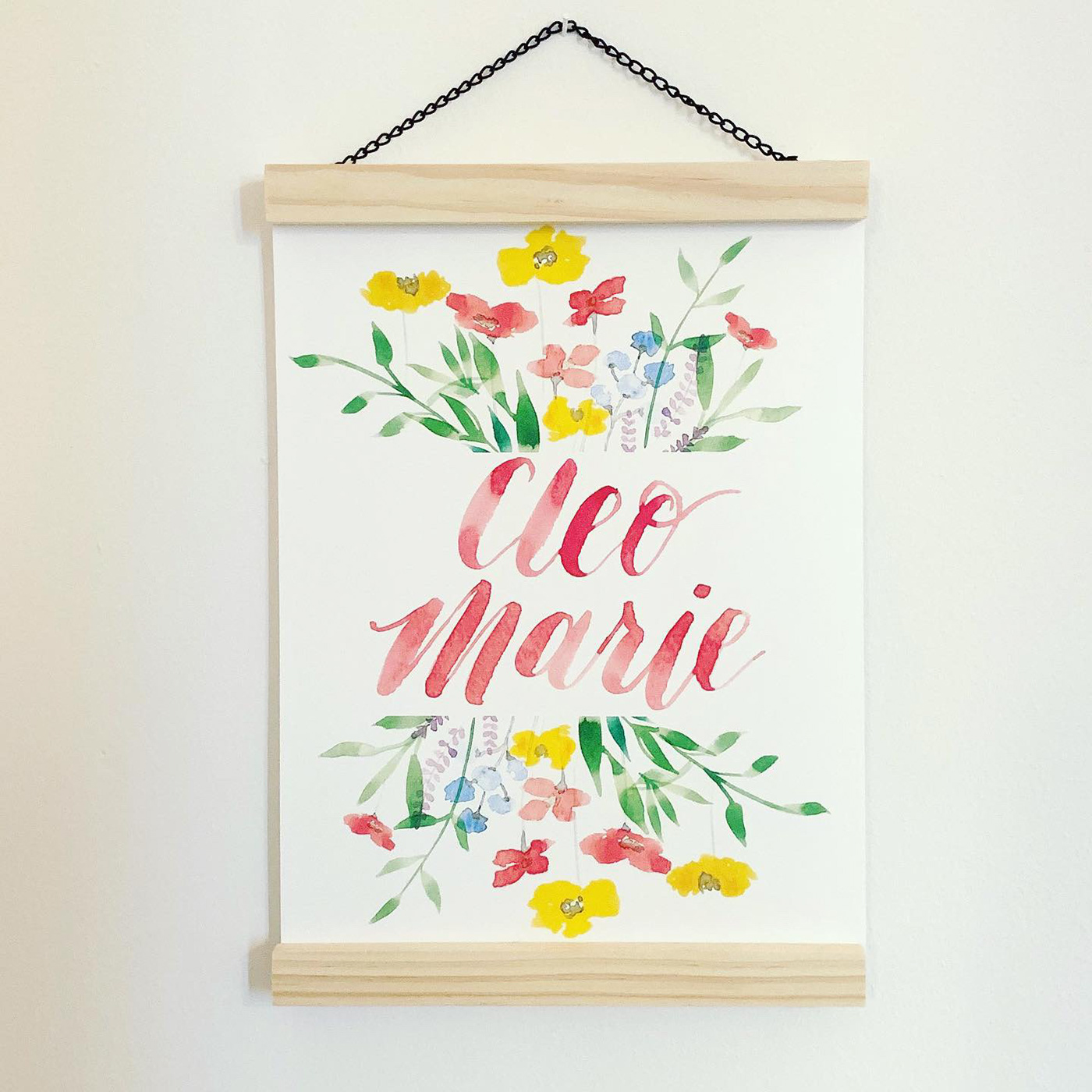 watercolor lettering individual personalized floral papeterie loose florals spring aquarell poster Handlettering customizable