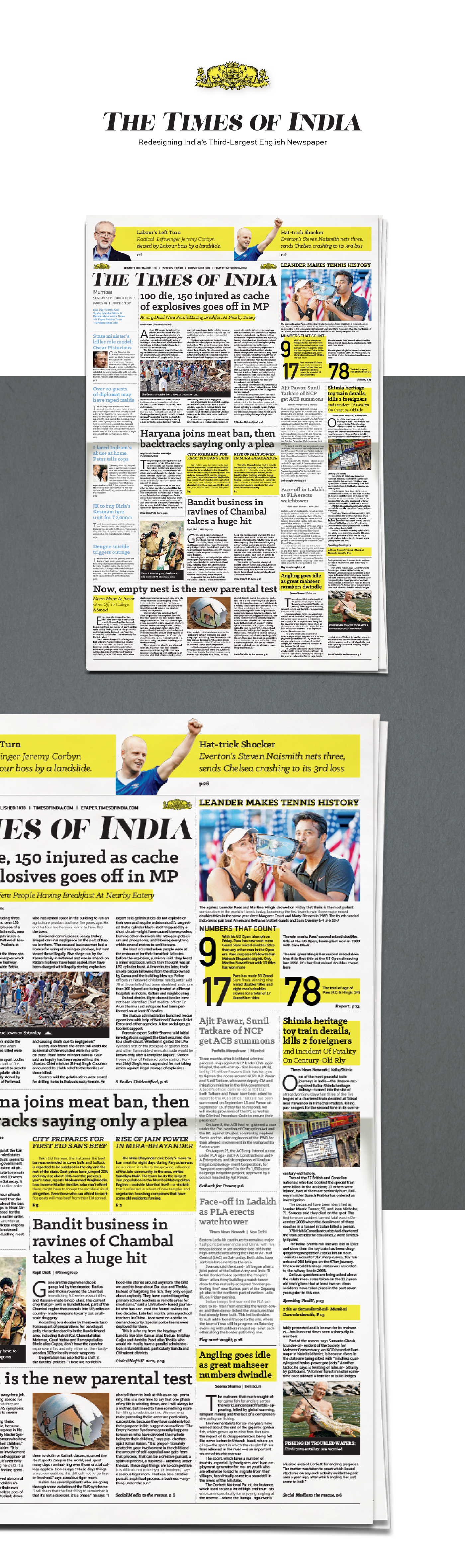 times of India Mockup newspaper redesign news paper yellow MUMBAI India Lucknow designer mock up make in india minimal
