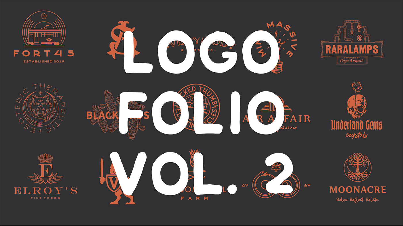 Collection of 15 logo designs with title: logo folio vol. 2