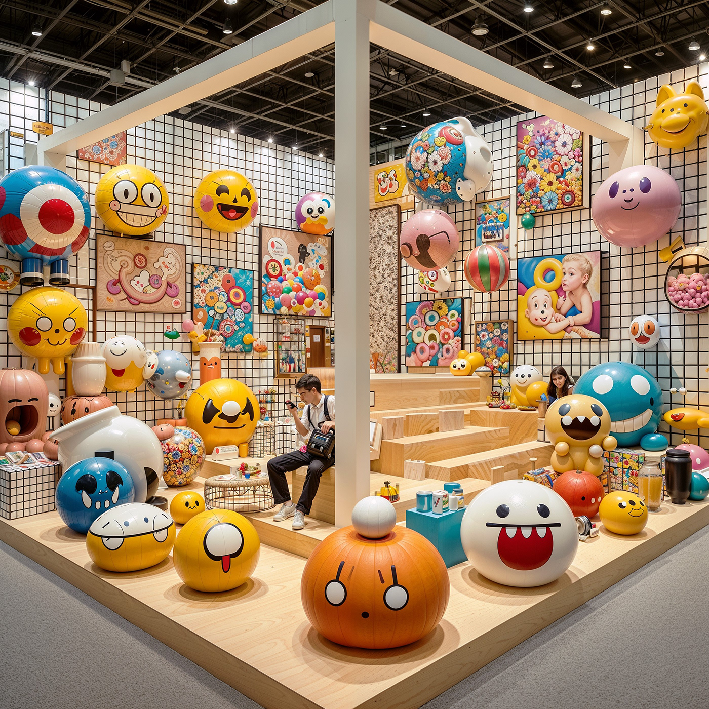 Takashi Murakami ai generated interior design  exhibition stand Exhibition Booth ai