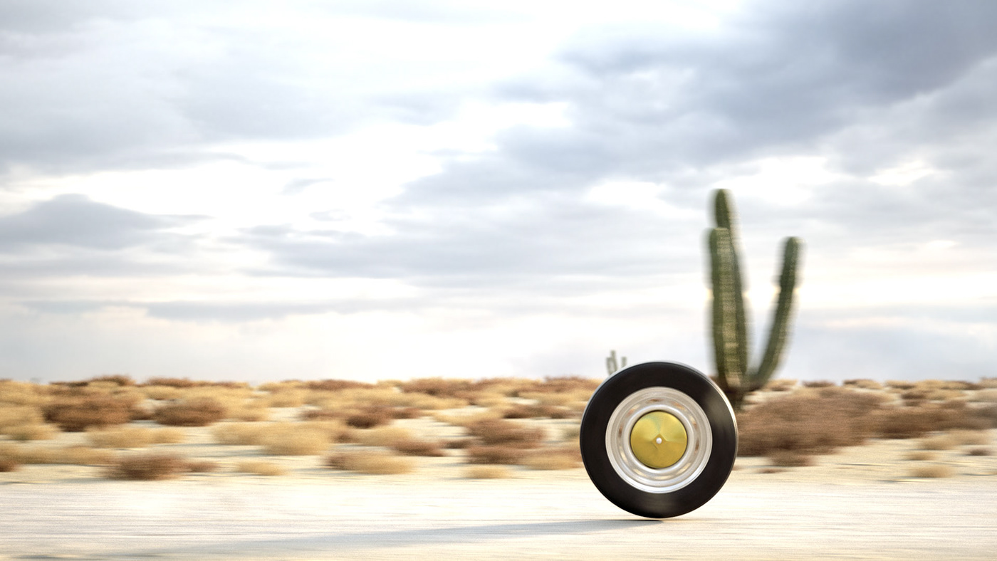 3D animation  art direction  car cartoon desert Landscape wheel