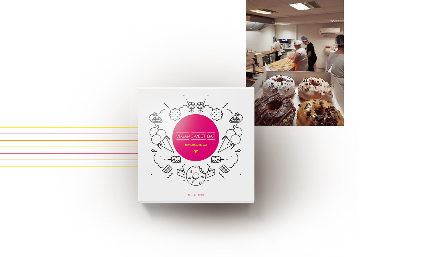 packaging design Corporate Identity wegan sweet identity wegan identity interior bar cake packaging donuts identity sweet donuts ice cream wegan