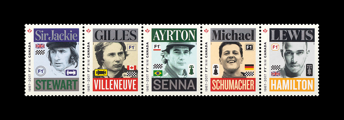 stamps timbres f1 Racing gilles villeneuve Lewis Hamilton Paprika formula