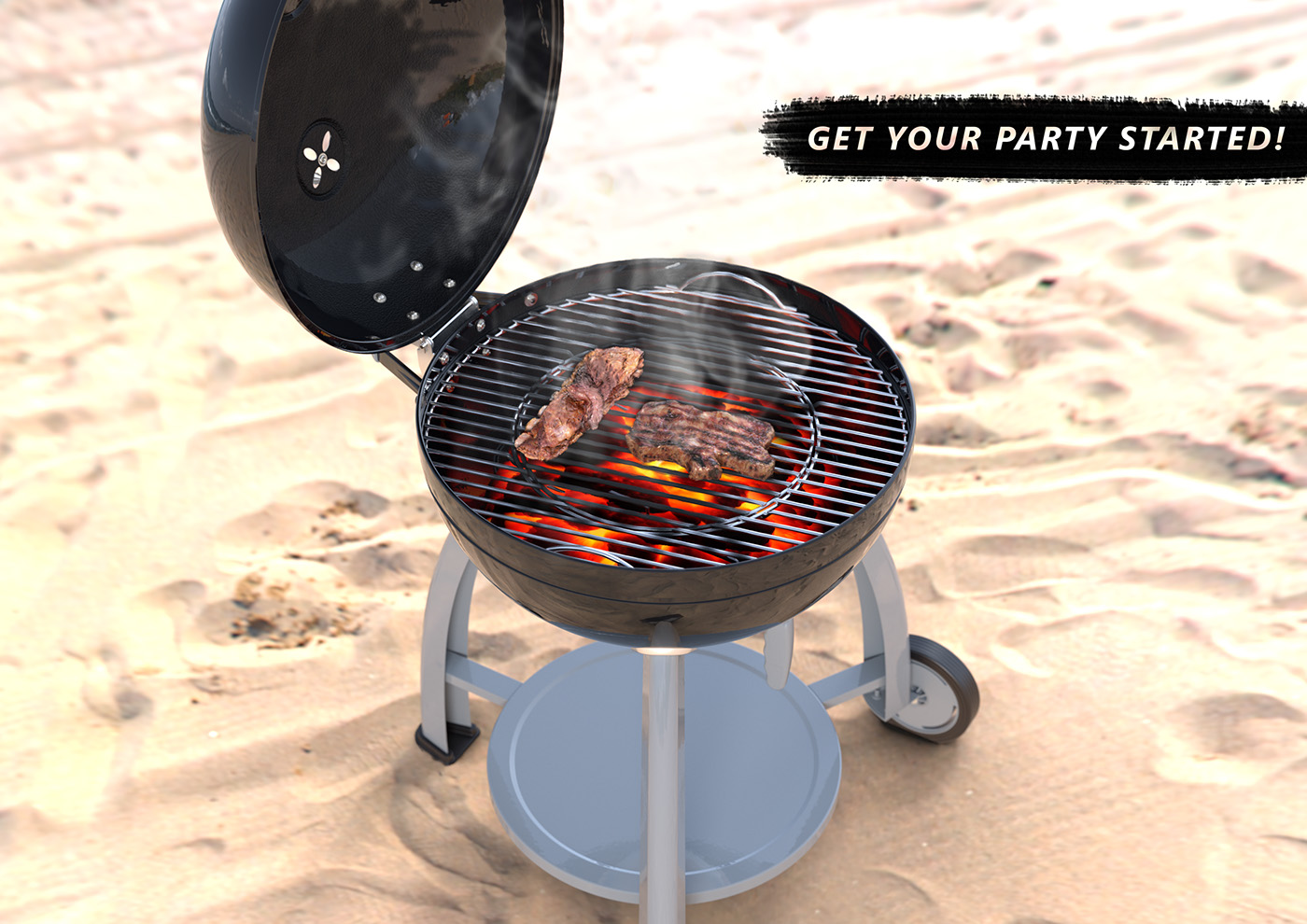 VRED 3D CGI rendering Autodesk Vred barbeque summer beach CG