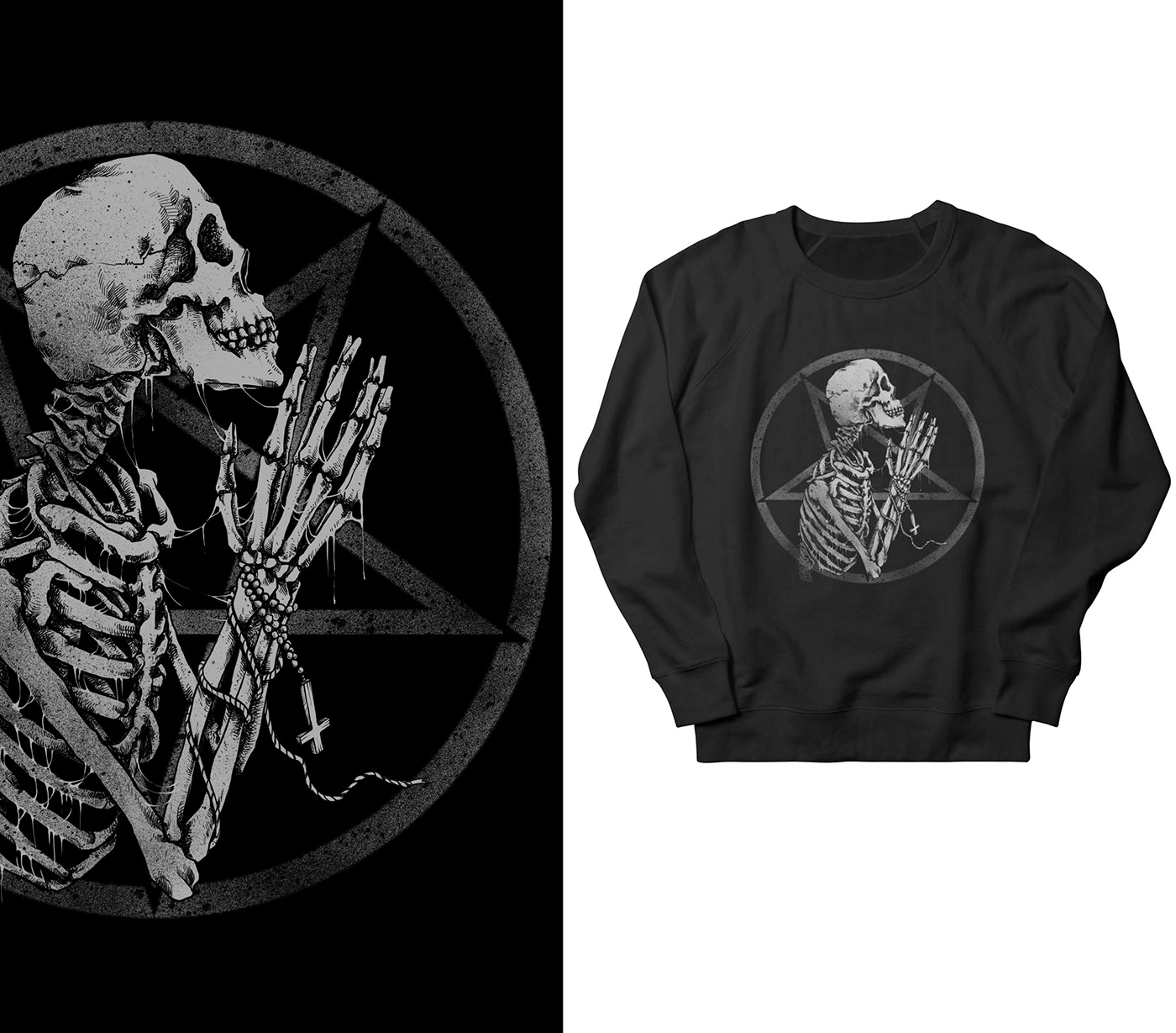 skull Sweatshirt satanic Pentagram