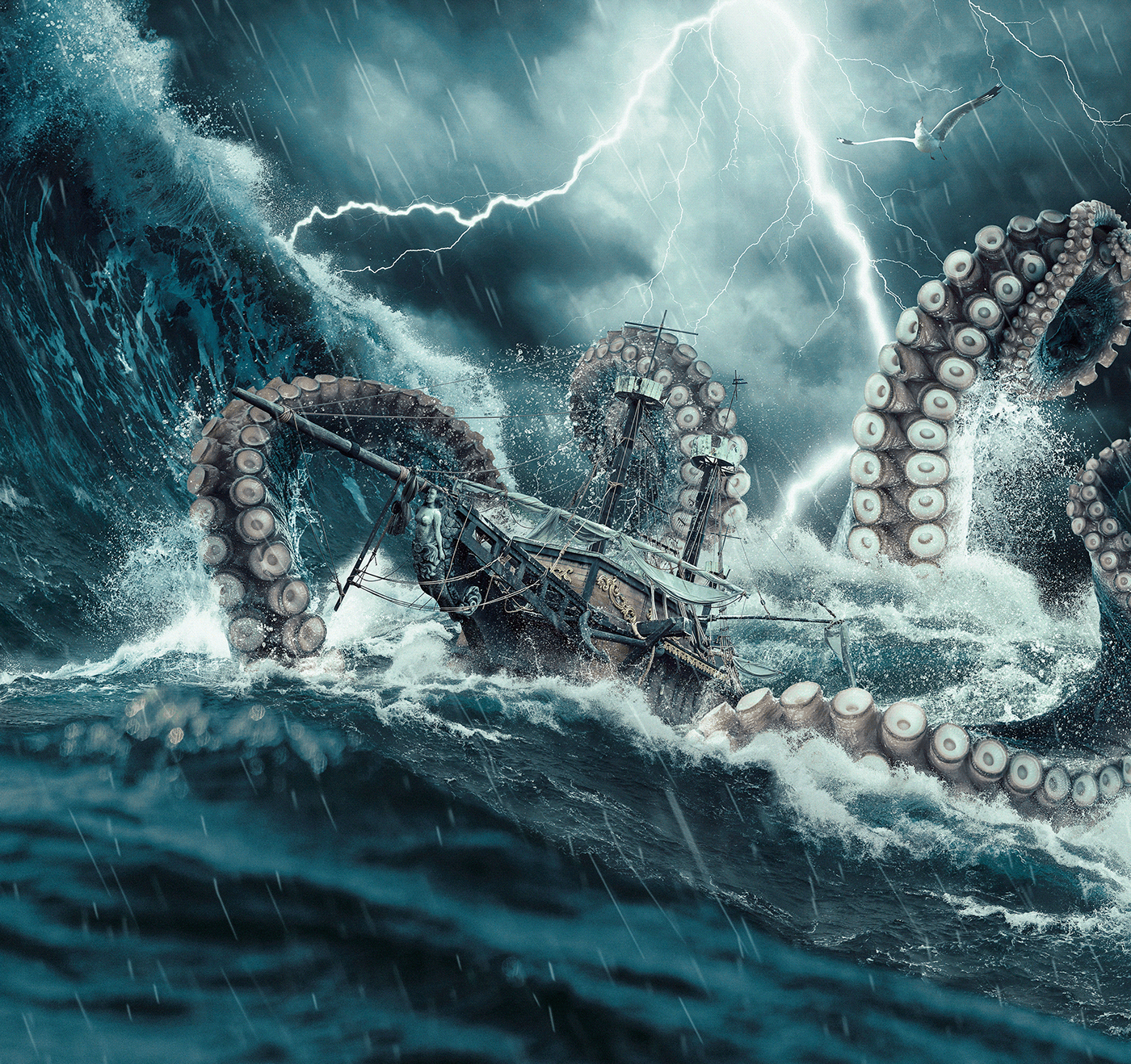 Digital Art  Mattepainting monster photoshop retouch retouching  storm