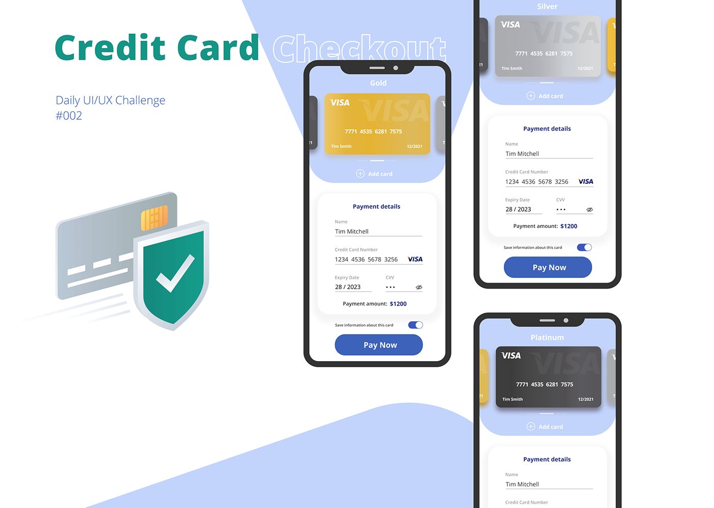 app checkout credit card DailyUI Figma ios mobile ux/ui Visa Webdesign