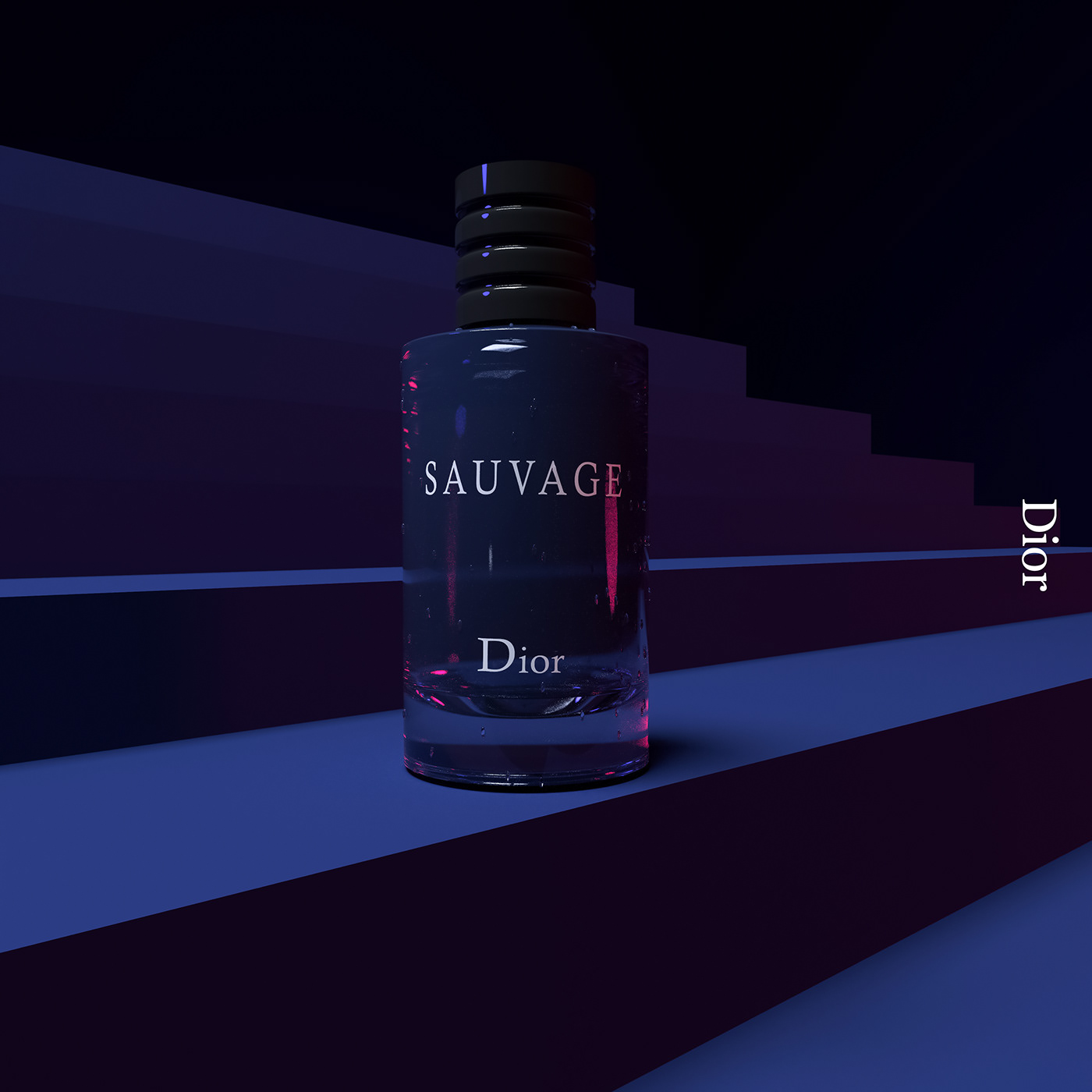 sauvage product 3D 3d modeling perfume Render Maxon Cinema 4d photoshop crona render men