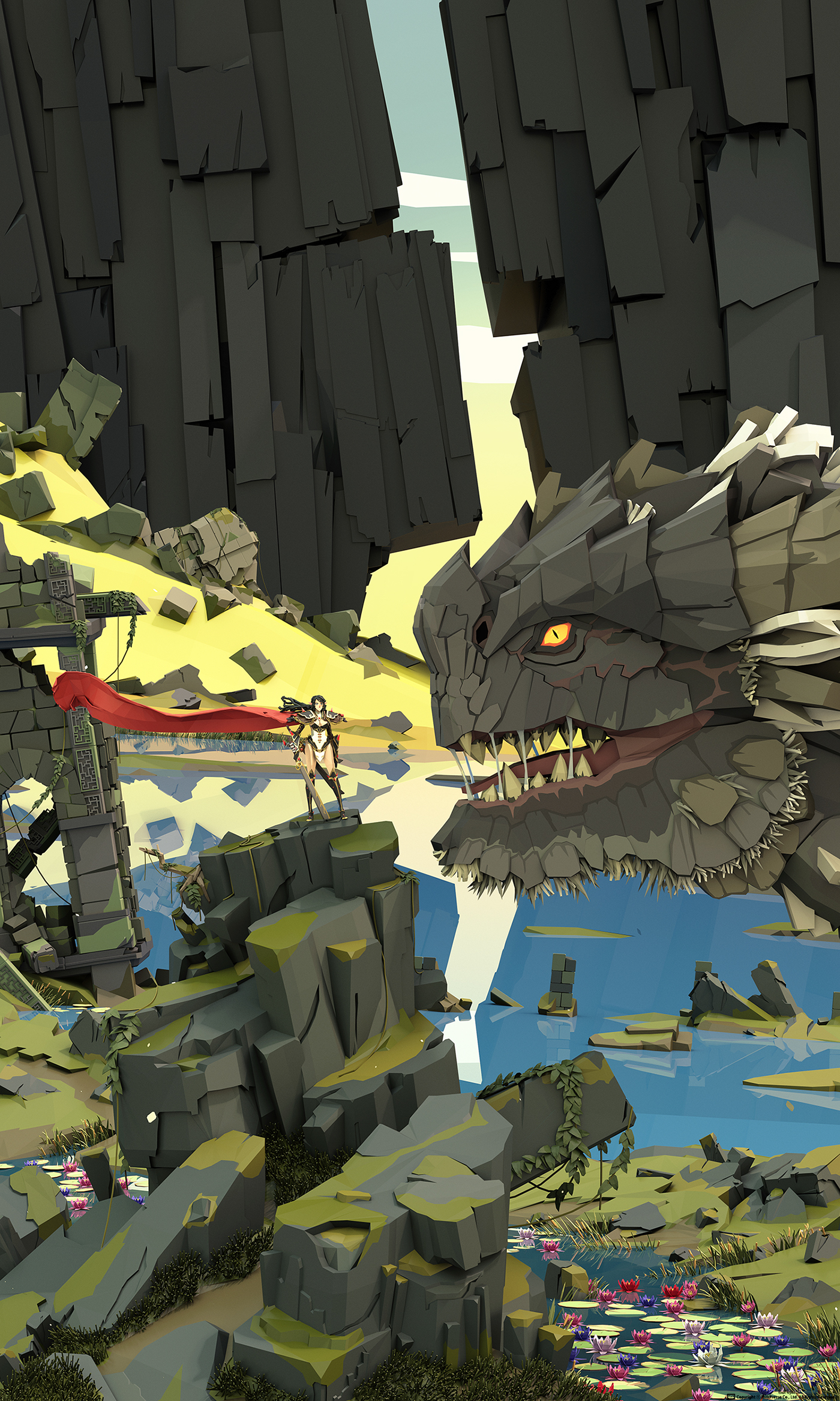 3D Illustraion 3d motion dragon scenery lowpoly lowpoly illustration lowpoly animation 3D