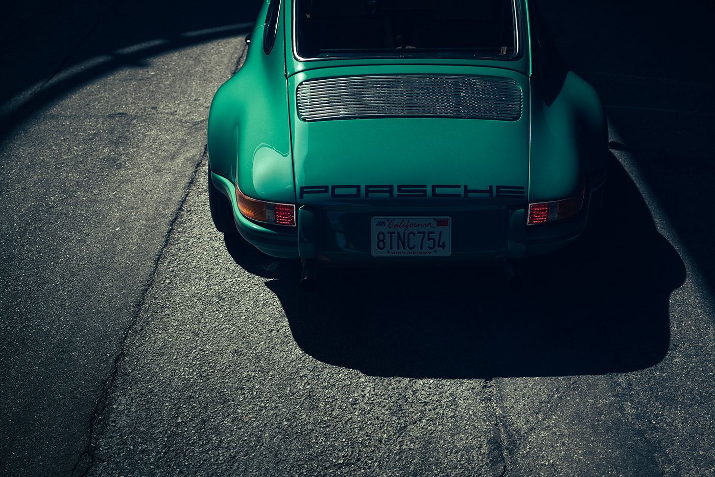 Automotive Photography car city colors green light Los Angeles Moody Porsche shadow