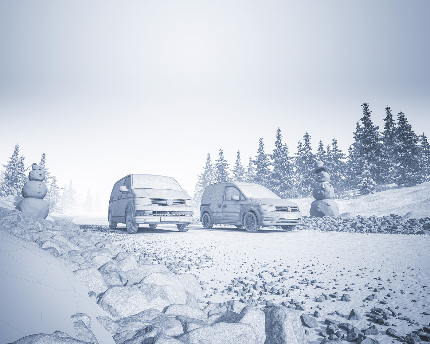 snowman whinter Full CG Cars road Sweden rithuset Drawtek caddy transporter