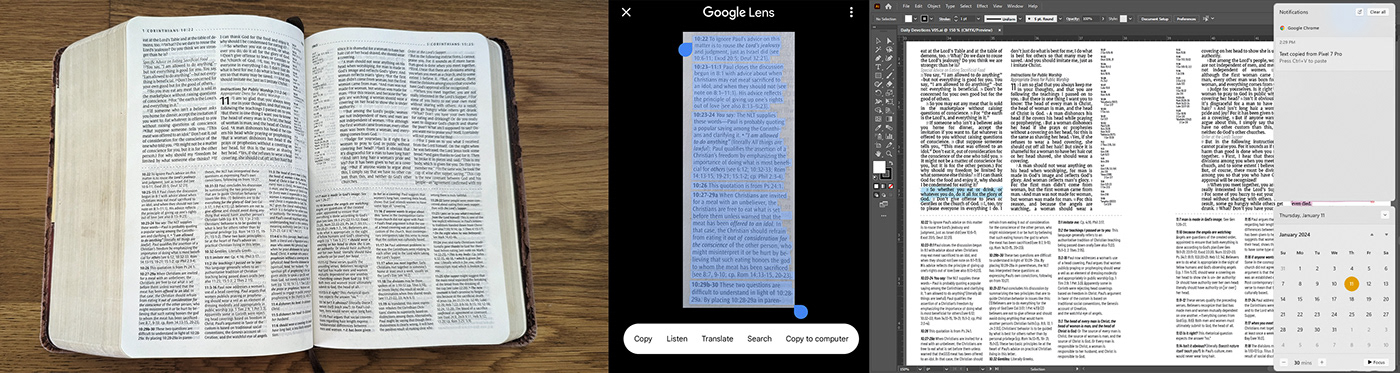 Text extracted from photos via Google Lens