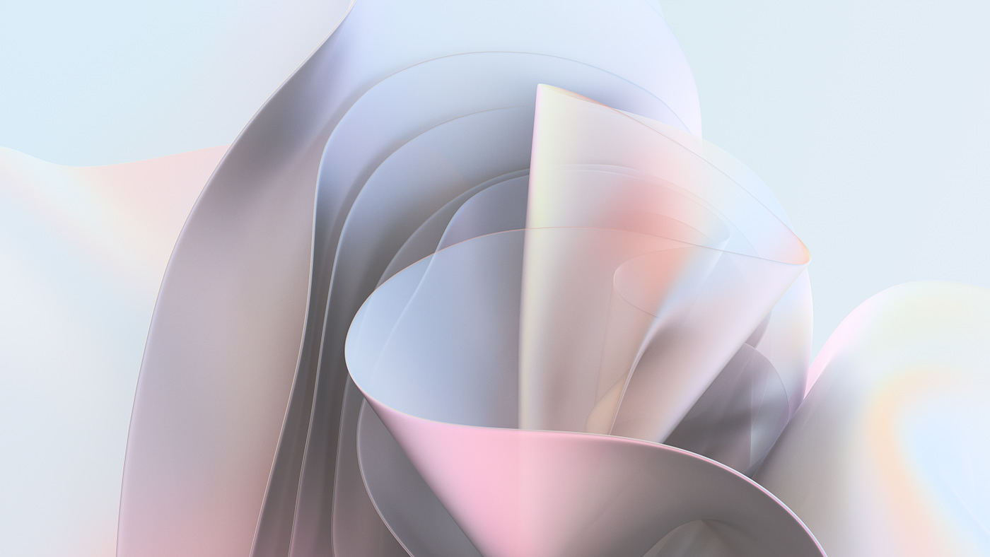 abstract 3D Render pastel gradient wallpaper transparent smooth CGI curves