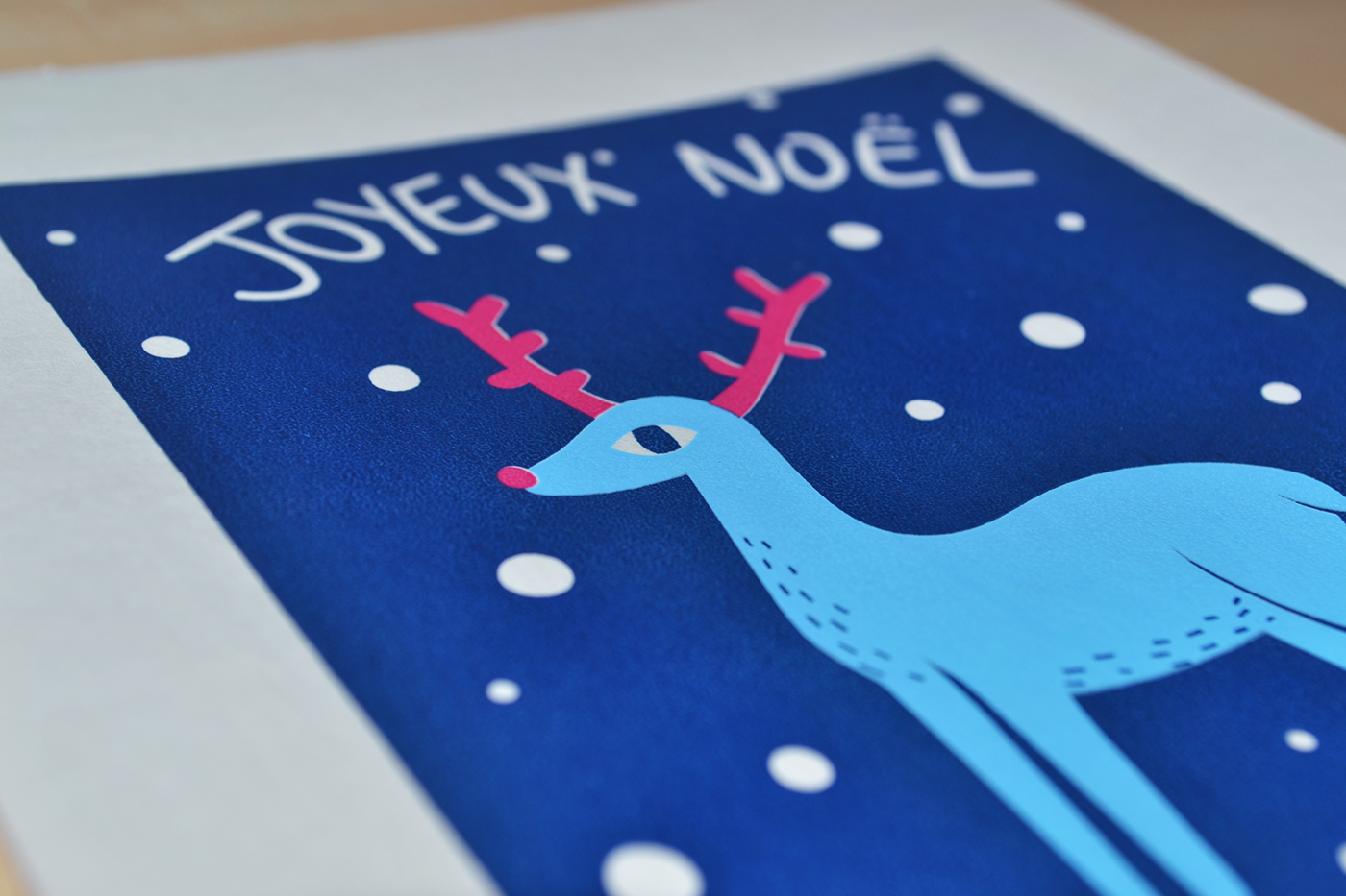 silkscreen new year Christmas graphism bear bird deer print handmade animal