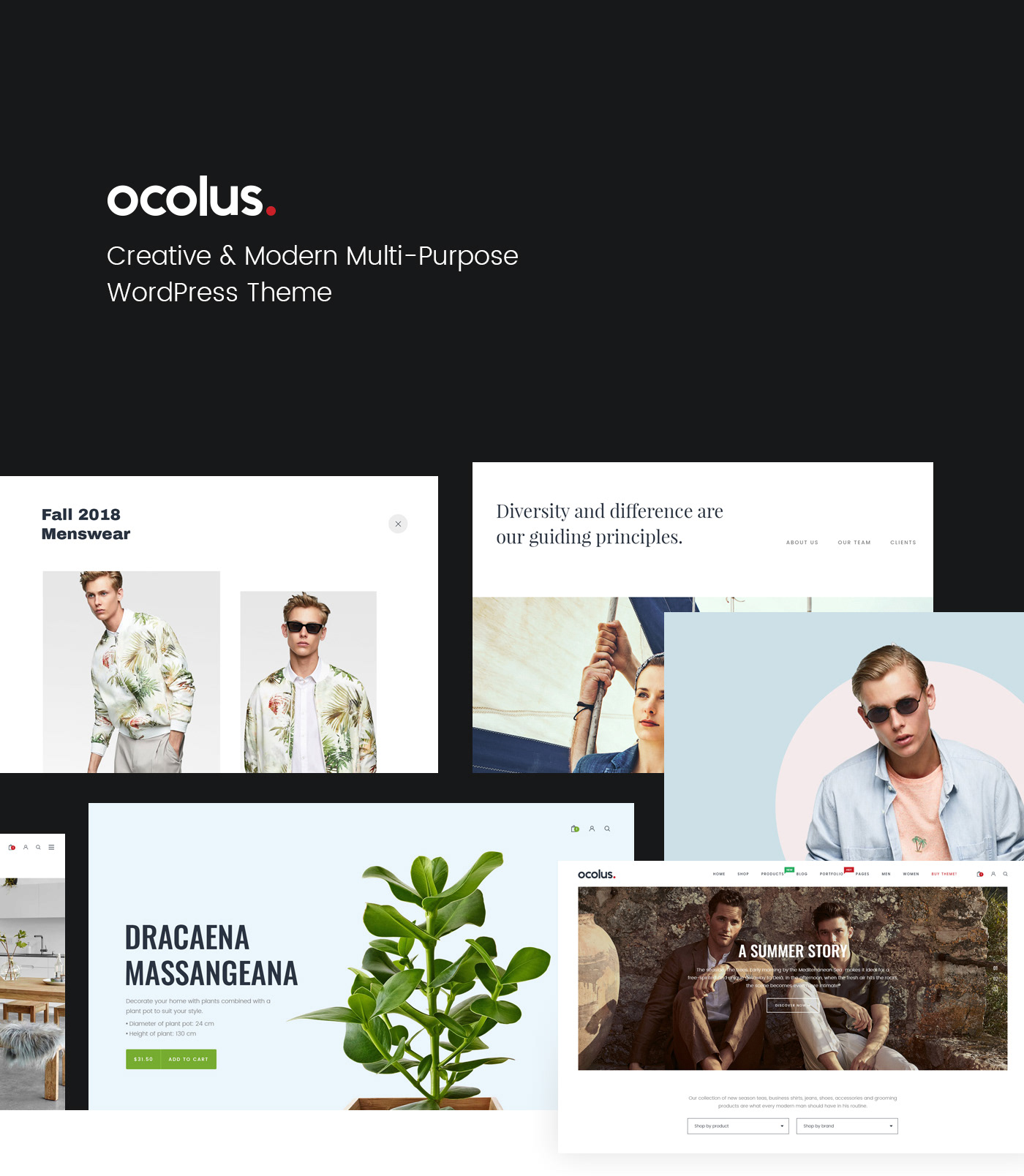 theme wordpress multivendor Ocolus Fashion  Theme Web Template Blog portfolio Web Design  creative