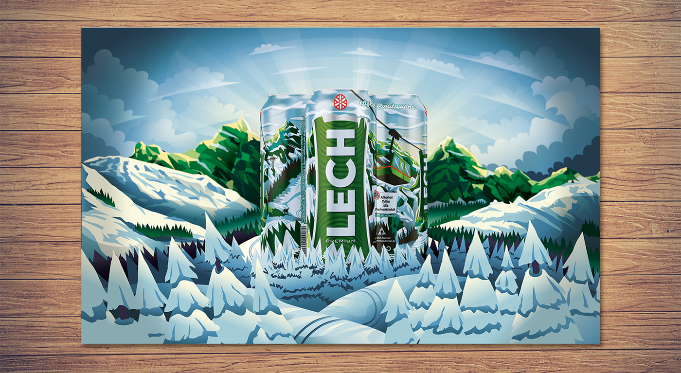 Adamiec lech winter mountains vector beer puszka Packaging can tatry