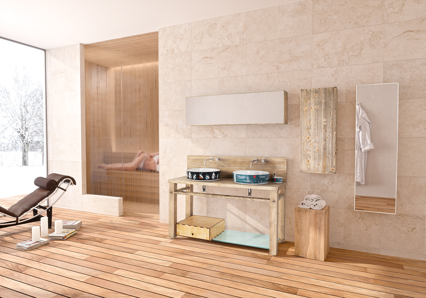 3D photo bathroom design FStorm furniture Real Render visualization