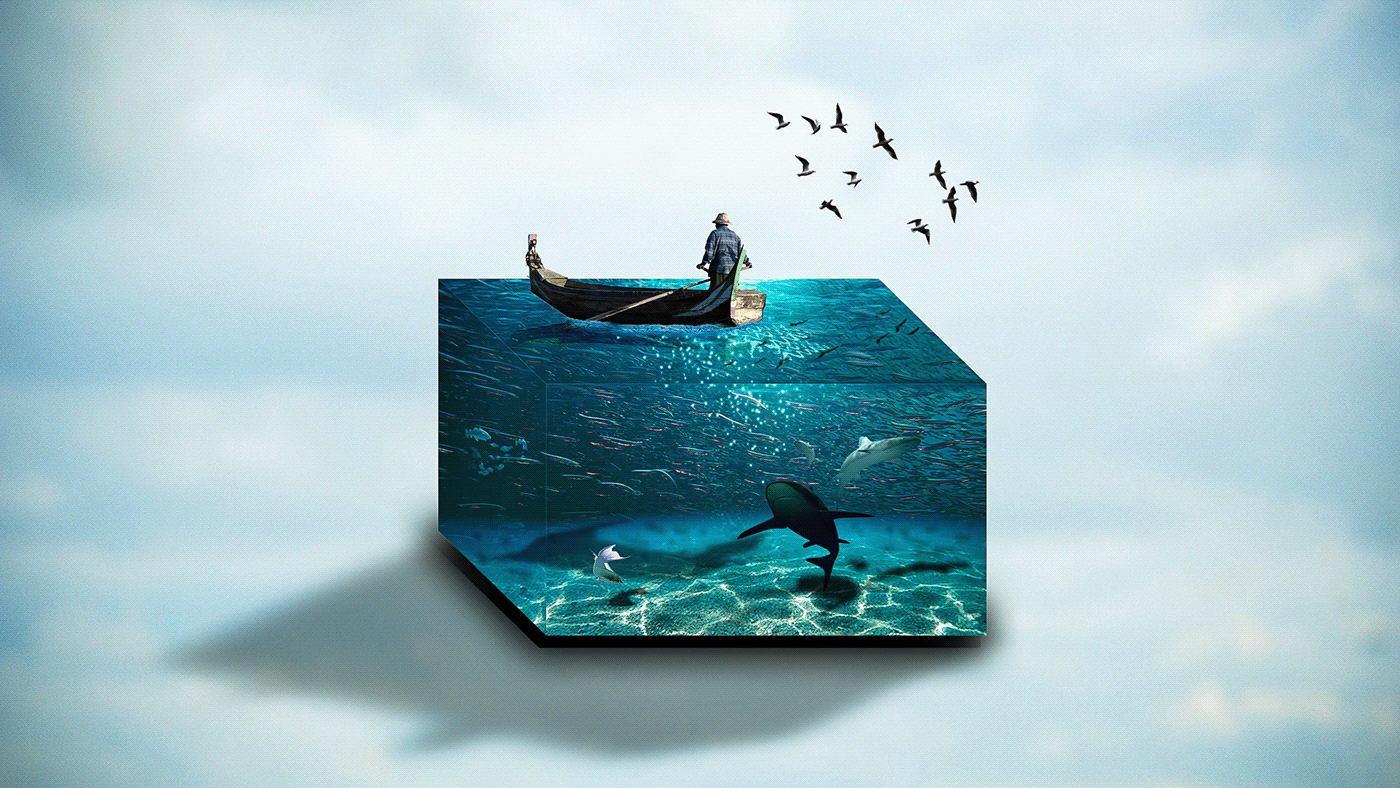 aquarium art blue boat design fish ideas inspiration photoshop sea