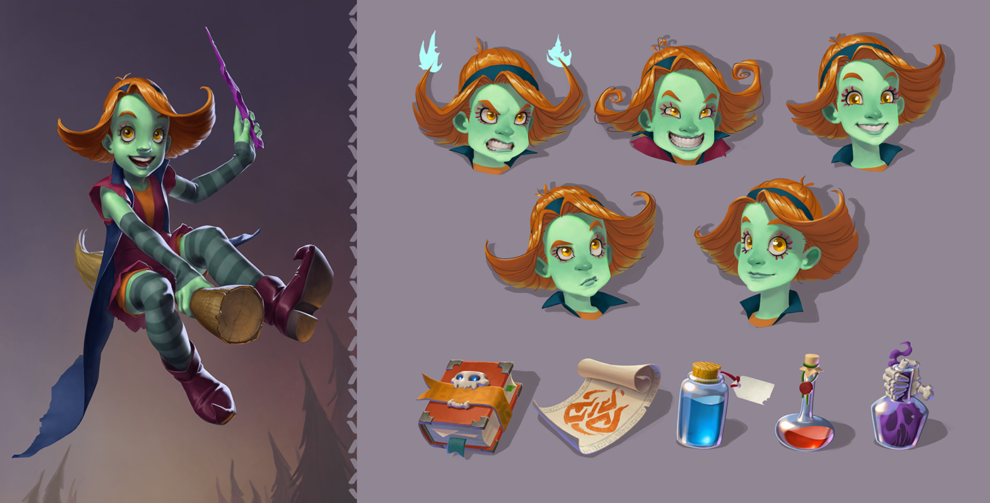 Character design  didital art Character ILLUSTRATION  icon design  Game Art witch potion
