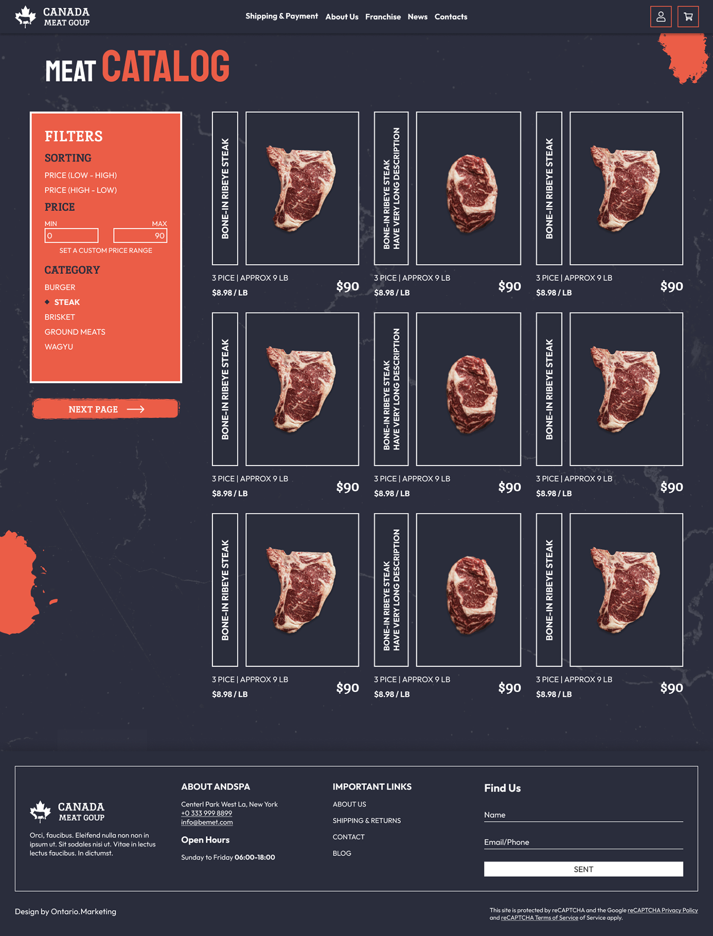 Meat Shop butcher meat beef angus Food  e-commerce e-Commerce website E-commerce Design meats