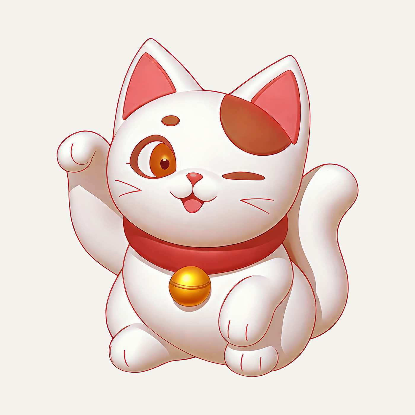 fortune Cat cartoon ILLUSTRATION  3D rendering animal cute pastel manekineko