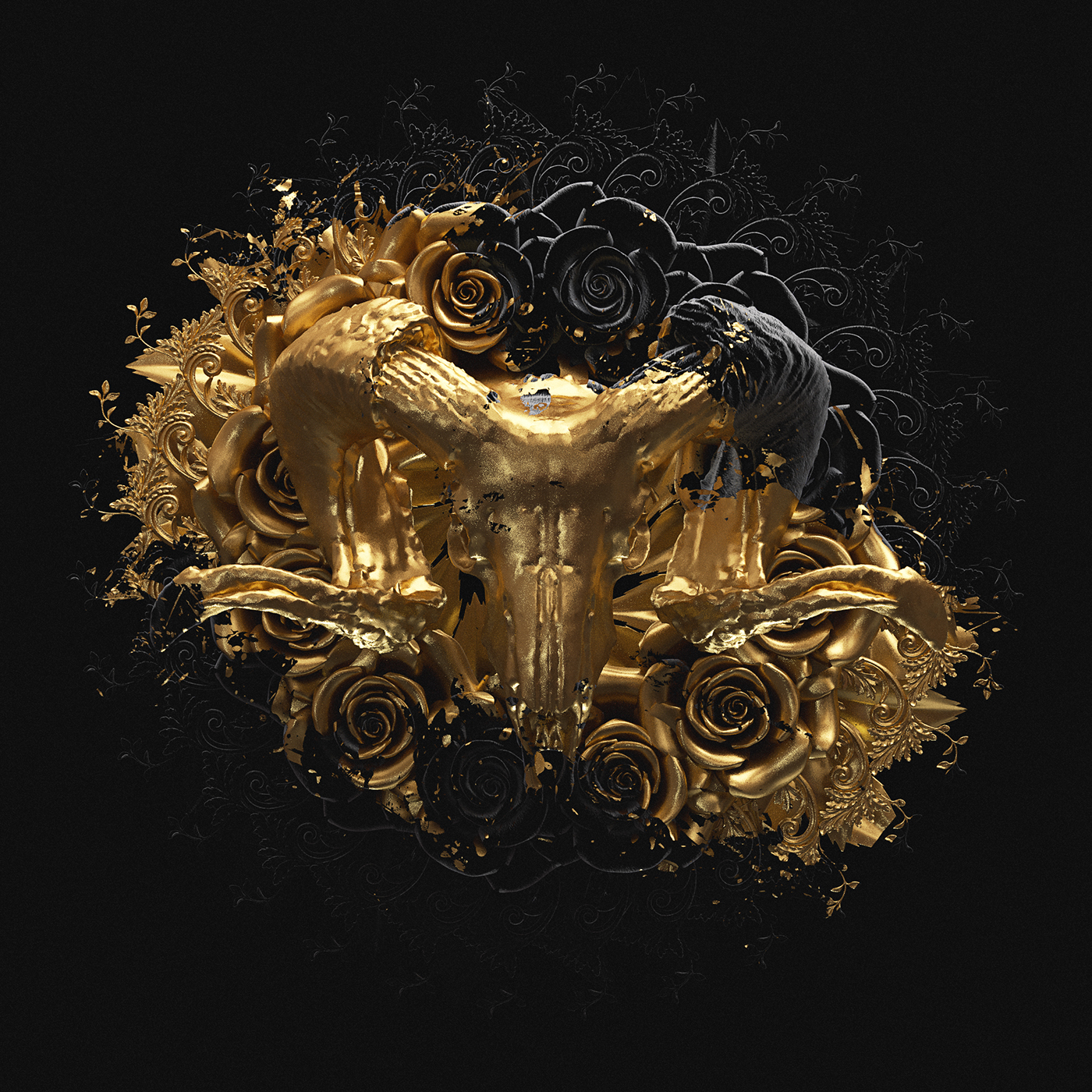 billelis Mandala ILLUSTRATION  3d art pattern statue Marble gold wacom 3D illustration