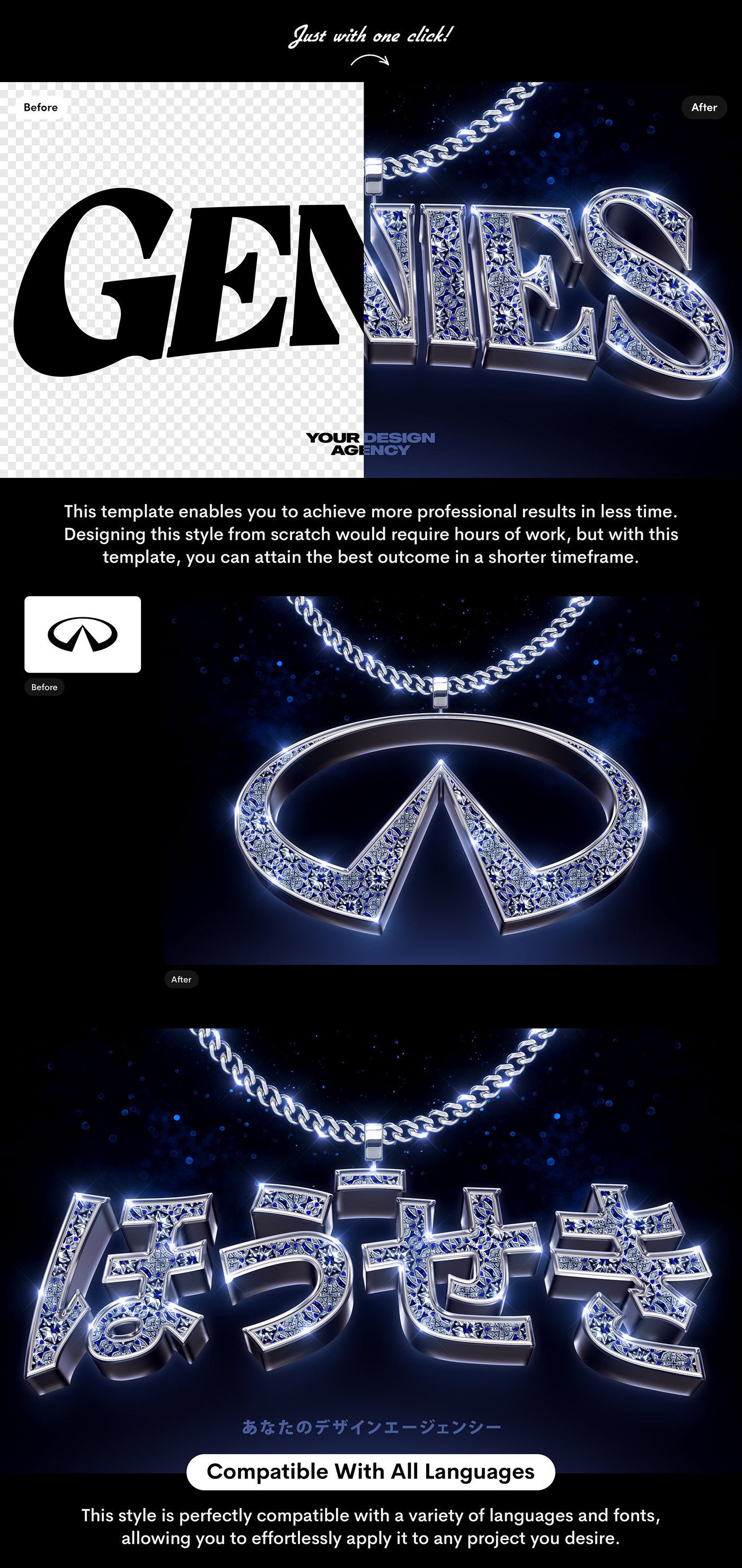 Sapphire Fashion  gold Logo Design luxury Mockup gem psd text effect text style