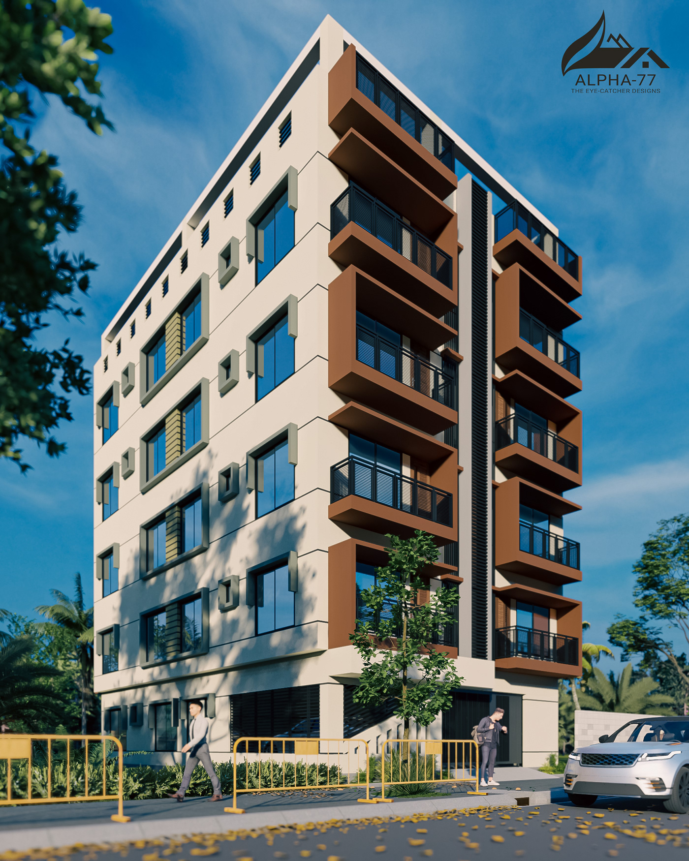 3D 5 storied building apartment building architectural architecture home plan HOUSE DESIGN Render view visualization