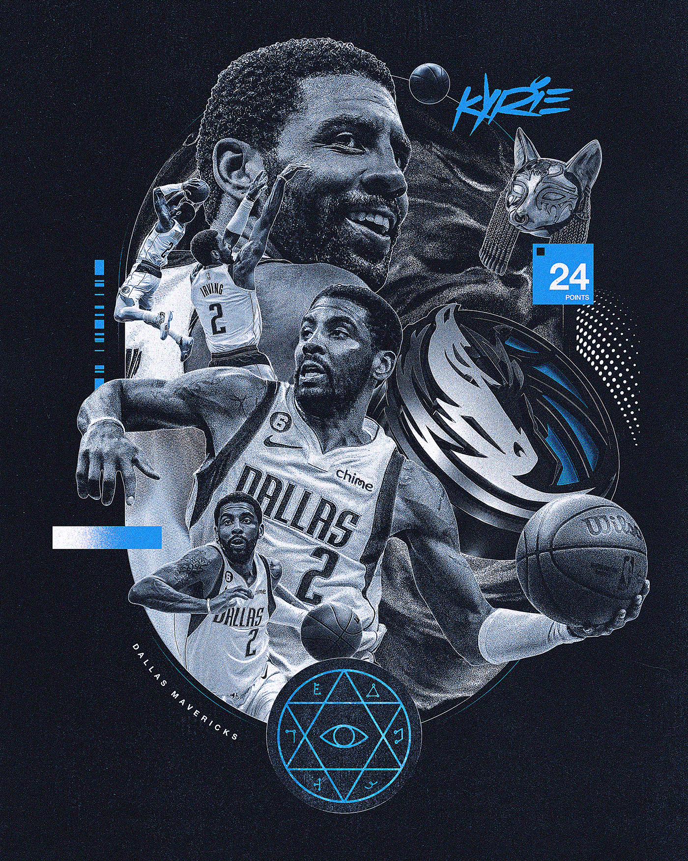 black and white dallas mavericks grunge kyrie irving modern NBA Nike sports uncle drew