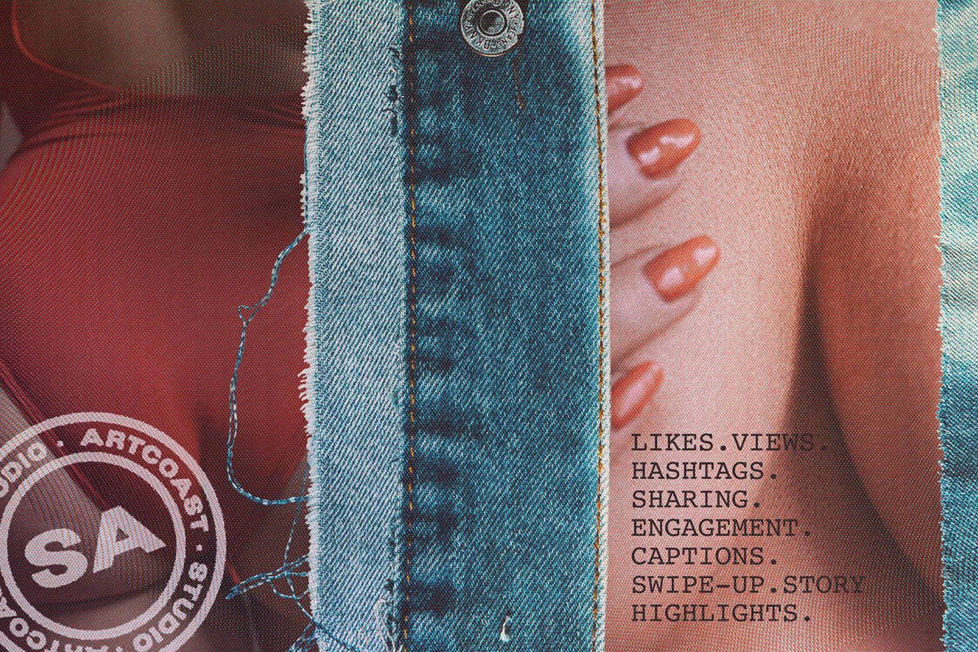 Denim jeans fashion design artwork texture background vintage brand identity Social media post