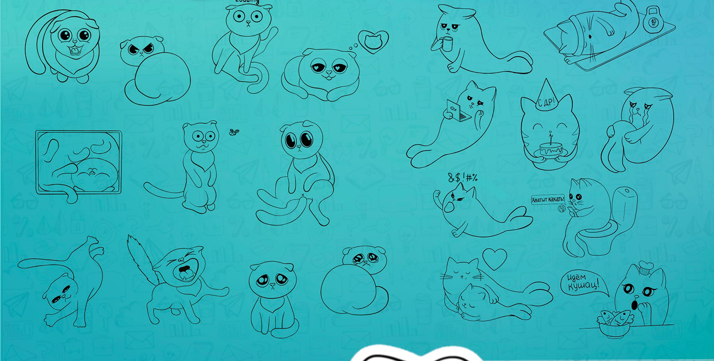 cartoon digital illustration Drawing  stickers sticker animal Character cute caracter design Cat